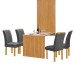 Mesa de Jantar 4 Lugares Bella Arizona com Vidro Ripado Cinamomo/Off White/Cinza - Cel Móveis