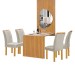 Mesa de Jantar 4 Lugares Bella Arizona com Vidro e Espelho Ripado Cinamomo/Off White/Bege Claro - Cel Móveis