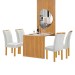 Mesa de Jantar 4 Lugares Bella Arizona com Vidro e Espelho Ripado Cinamomo/Off White/Boucle Gelo - Cel Móveis
