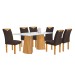 Mesa de Jantar 6 Lugares Stella com Vidro Ripado Cinamomo/Off White/Marrom - Cel Móveis