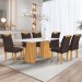 Mesa de Jantar 6 Lugares Stella com Vidro Ripado Cinamomo/Off White/Marrom - Cel Móveis