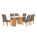 Mesa de Jantar 6 Lugares Stella com Vidro Ripado Cinamomo/Off White/Bege Escuro - Cel Móveis