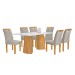 Mesa de Jantar 6 Lugares Stella com Vidro Ripado Cinamomo/Off White/Bege Claro - Cel Móveis