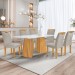 Mesa de Jantar 6 Lugares Stella com Vidro Ripado Cinamomo/Off White/Bege Claro - Cel Móveis