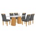 Mesa de Jantar 6 Lugares Stella com Vidro Ripado Cinamomo/Off White/Cinza - Cel Móveis