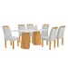 Mesa de Jantar 6 Lugares Stella com Vidro Ripado Cinamomo/Off White/Boucle Gelo - Cel Móveis