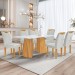 Mesa de Jantar 6 Lugares Stella com Vidro Ripado Cinamomo/Off White/Boucle Gelo - Cel Móveis