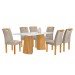 Mesa de Jantar 6 Lugares Stella com Vidro Ripado Cinamomo/Off White/Boucle Bege - Cel Móveis