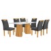 Mesa de Jantar 6 Lugares Stella com Vidro Ripado Cinamomo/Off White/Boucle Cinza - Cel Móveis
