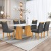 Mesa de Jantar 6 Lugares Stella com Vidro Ripado Cinamomo/Off White/Boucle Cinza - Cel Móveis