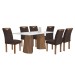 Mesa de Jantar 6 Lugares Stella com Vidro Ripado Chocolate/Off White/Marrom - Cel Móveis