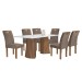 Mesa de Jantar 6 Lugares Stella com Vidro Ripado Chocolate/Off White/Bege Escuro - Cel Móveis