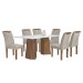 Mesa de Jantar 6 Lugares Stella com Vidro Ripado Chocolate/Off White/Bege Claro - Cel Móveis