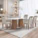 Mesa de Jantar 6 Lugares Stella com Vidro Ripado Chocolate/Off White/Bege Claro - Cel Móveis