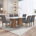 Mesa de Jantar 6 Lugares Stella com Vidro Ripado Chocolate/Off White/Cinza - Cel Móveis