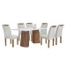 Mesa de Jantar 6 Lugares Stella com Vidro Ripado Chocolate/Off White/Boucle Gelo - Cel Móveis