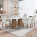 Mesa de Jantar 6 Lugares Stella com Vidro Ripado Chocolate/Off White/Boucle Gelo - Cel Móveis