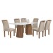 Mesa de Jantar 6 Lugares Stella com Vidro Ripado Chocolate/Off White/Boucle Bege - Cel Móveis