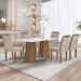 Mesa de Jantar 6 Lugares Stella com Vidro Ripado Chocolate/Off White/Boucle Bege - Cel Móveis
