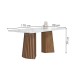 Mesa de Jantar 6 Lugares Stella com Vidro Ripado Chocolate/Off White/Boucle Bege - Cel Móveis