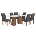 Mesa de Jantar 6 Lugares Stella com Vidro Ripado Chocolate/Off White/Boucle Cinza - Cel Móveis