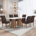Mesa de Jantar 6 Lugares Stella Canela com Vidro Ripado Chocolate/Off White/Marrom - Cel Móveis