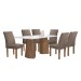 Mesa de Jantar 6 Lugares Stella Canela com Vidro Ripado Chocolate/Off White/Bege Escuro - Cel Móveis