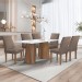 Mesa de Jantar 6 Lugares Stella Canela com Vidro Ripado Chocolate/Off White/Bege Escuro - Cel Móveis