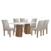 Mesa de Jantar 6 Lugares Stella Canela com Vidro Ripado Chocolate/Off White/Bege Claro - Cel Móveis