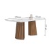 Mesa de Jantar 6 Lugares Stella Canela com Vidro Ripado Chocolate/Off White/Bege Claro - Cel Móveis