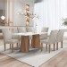 Mesa de Jantar 6 Lugares Stella Canela com Vidro Ripado Chocolate/Off White/Bege Claro - Cel Móveis