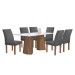Mesa de Jantar 6 Lugares Stella Canela com Vidro Ripado Chocolate/Off White/Cinza - Cel Móveis