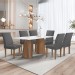 Mesa de Jantar 6 Lugares Stella Canela com Vidro Ripado Chocolate/Off White/Cinza - Cel Móveis