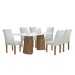 Mesa de Jantar 6 Lugares Stella Canela com Vidro Ripado Chocolate/Off White/Boucle Gelo - Cel Móveis