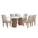 Mesa de Jantar 6 Lugares Stella Canela com Vidro Ripado Chocolate/Off White/Boucle Bege - Cel Móveis