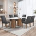 Mesa de Jantar 6 Lugares Stella Canela com Vidro Ripado Chocolate/Off White/Boucle Cinza - Cel Móveis