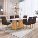 Mesa de Jantar 6 Lugares Stella Canela com Vidro Ripado Cinamomo/Off White/Marrom - Cel Móveis