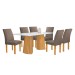 Mesa de Jantar 6 Lugares Stella Canela com Vidro Ripado Cinamomo/Off White/Bege Escuro - Cel Móveis