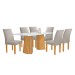 Mesa de Jantar 6 Lugares Stella Canela com Vidro Ripado Cinamomo/Off White/Bege Claro - Cel Móveis
