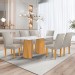 Mesa de Jantar 6 Lugares Stella Canela com Vidro Ripado Cinamomo/Off White/Bege Claro - Cel Móveis