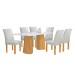Mesa de Jantar 6 Lugares Stella Canela com Vidro Ripado Cinamomo/Off White/Boucle Gelo - Cel Móveis