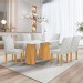 Mesa de Jantar 6 Lugares Stella Canela com Vidro Ripado Cinamomo/Off White/Boucle Gelo - Cel Móveis