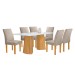 Mesa de Jantar 6 Lugares Stella Canela com Vidro Ripado Cinamomo/Off White/Boucle Bege - Cel Móveis