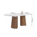 Mesa de Jantar 4 Lugares Stella com Vidro Ripado Chocolate/Off White/Marrom - Cel Móveis