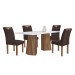 Mesa de Jantar 4 Lugares Stella com Vidro Ripado Chocolate/Off White/Marrom - Cel Móveis