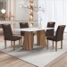 Mesa de Jantar 4 Lugares Stella com Vidro Ripado Chocolate/Off White/Marrom - Cel Móveis