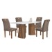 Mesa de Jantar 4 Lugares Stella com Vidro Ripado Chocolate/Off White/Bege Escuro - Cel Móveis