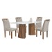 Mesa de Jantar 4 Lugares Stella com Vidro Ripado Chocolate/Off White/Bege Claro - Cel Móveis