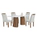 Mesa de Jantar 4 Lugares Stella com Vidro Ripado Chocolate/Off White/Boucle Gelo - Cel Móveis