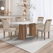 Mesa de Jantar 4 Lugares Stella com Vidro Ripado Chocolate/Off White/Boucle Bege - Cel Móveis